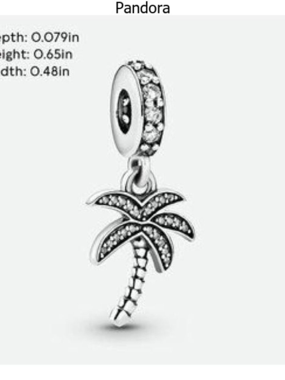 Pandora Sparkling Palm Tree Dangle Charm Sterling Silver